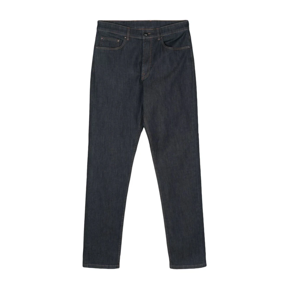 Canali Jeans met logo patch Blue Heren