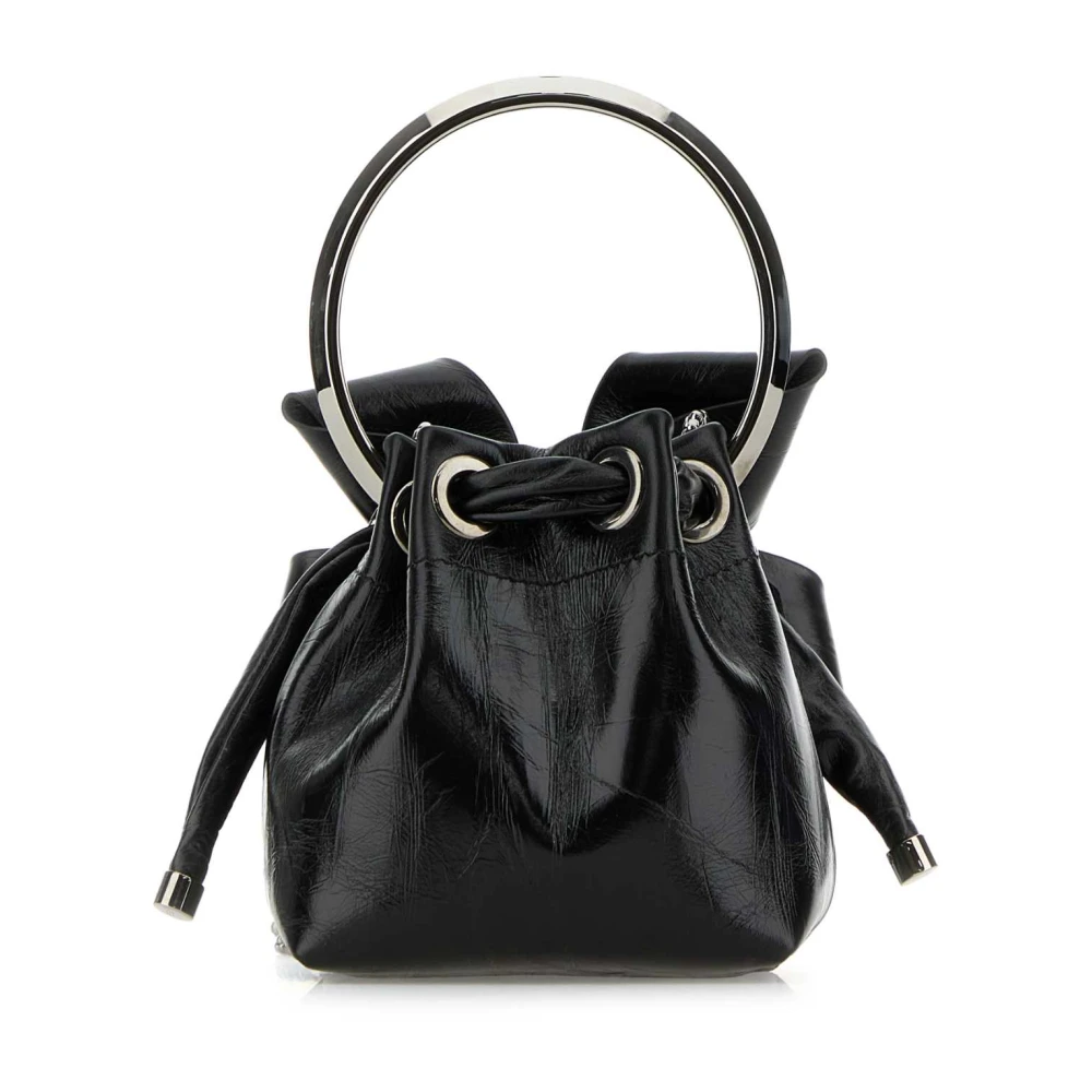 Jimmy Choo Stijlvolle Zwarte Leren Bucket Bag Black Dames