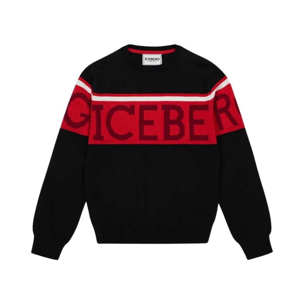 Iceberg Kids -Black long-sleeved crew-neck sweater Black Heren