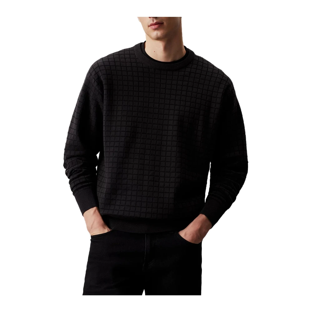 Calvin Klein Geruite Patroon Herentrui Black Heren