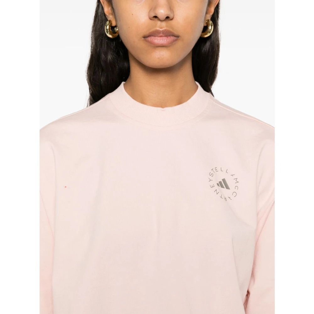 adidas by stella mccartney Roze Logo Print Crew Neck T-shirt Pink Dames