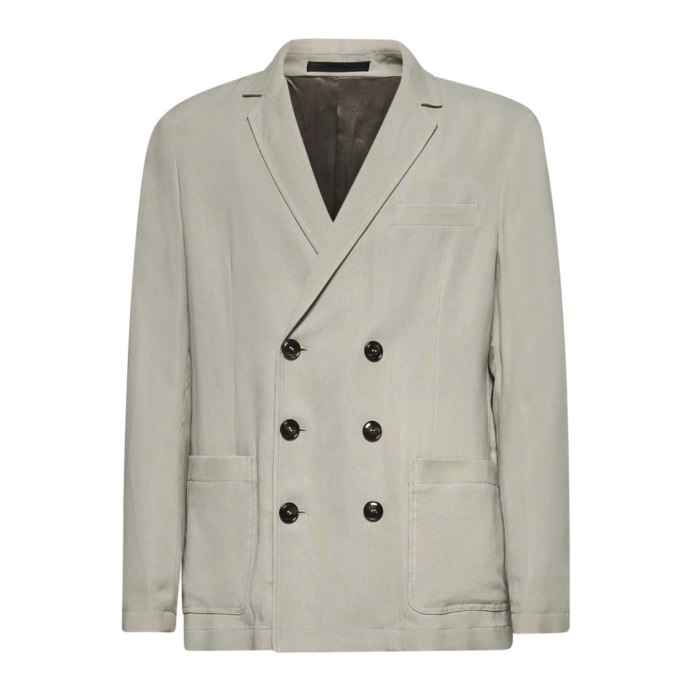 Giorgio Armani Dubbelrijige blazer in beige Heren