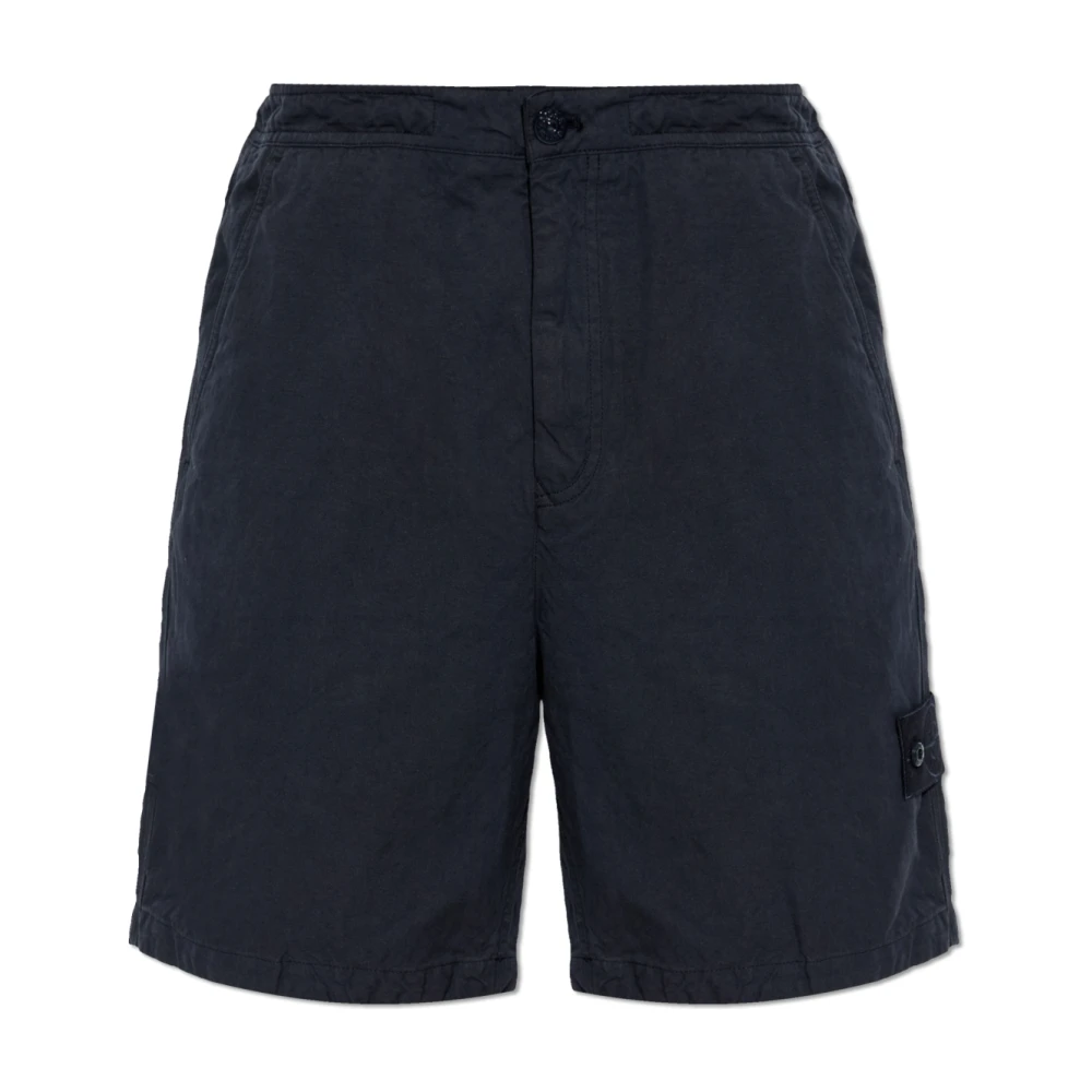 Stone Island Blue Casual Shorts, Male, W31, Shorts With Logo Patch