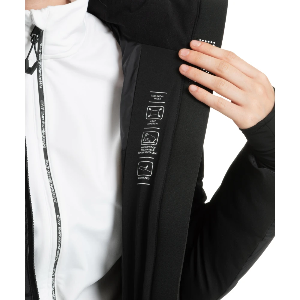 Emporio Armani EA7 Abstracte Ski Jas met Capuchon Black Dames