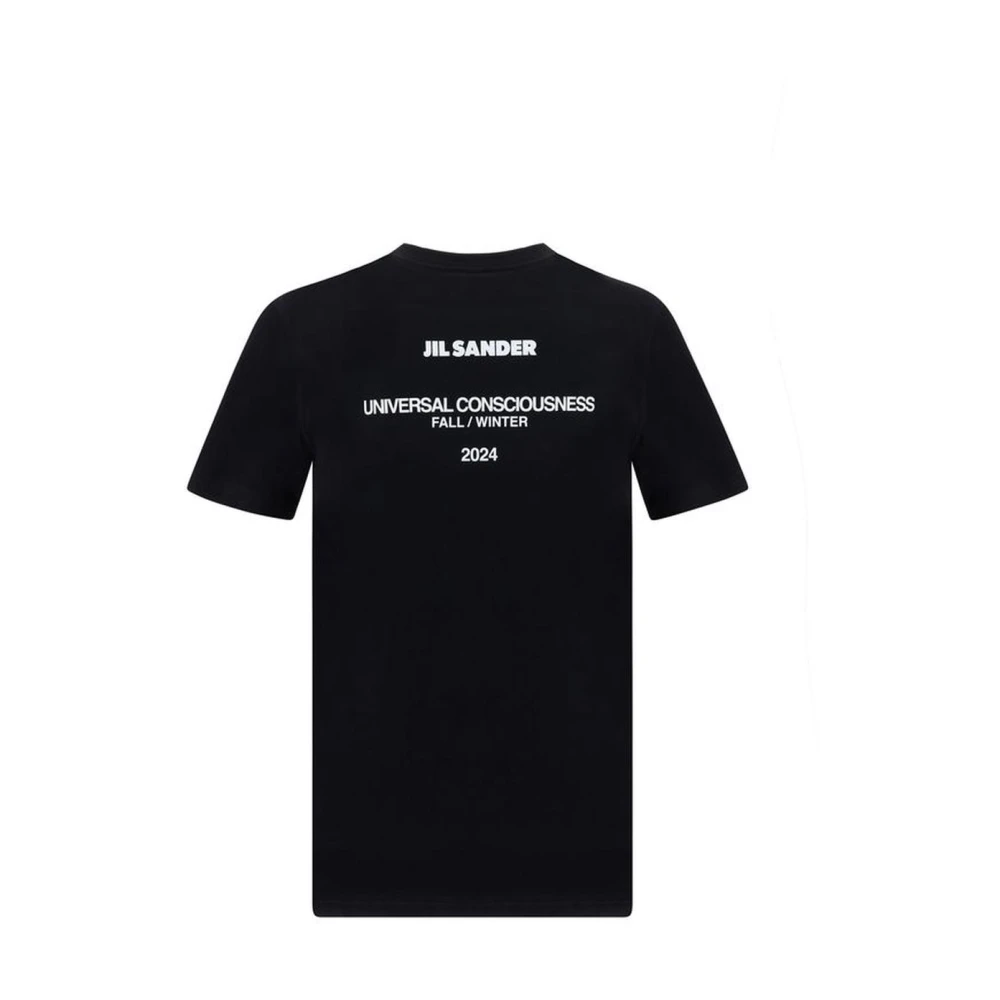 Jil Sander Monochrome Katoenen T-shirt met Geribbelde Hals Black Heren