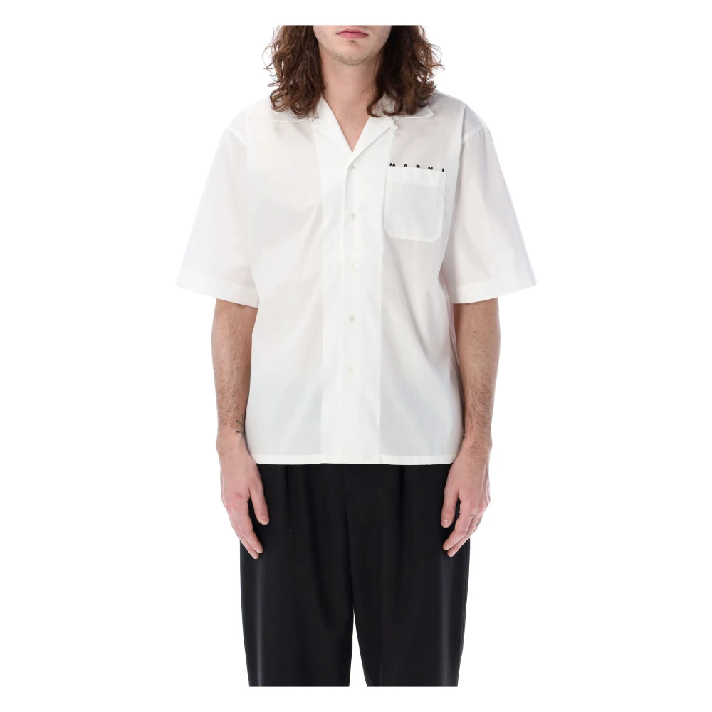Marni Logo Bowling Shirt White Heren