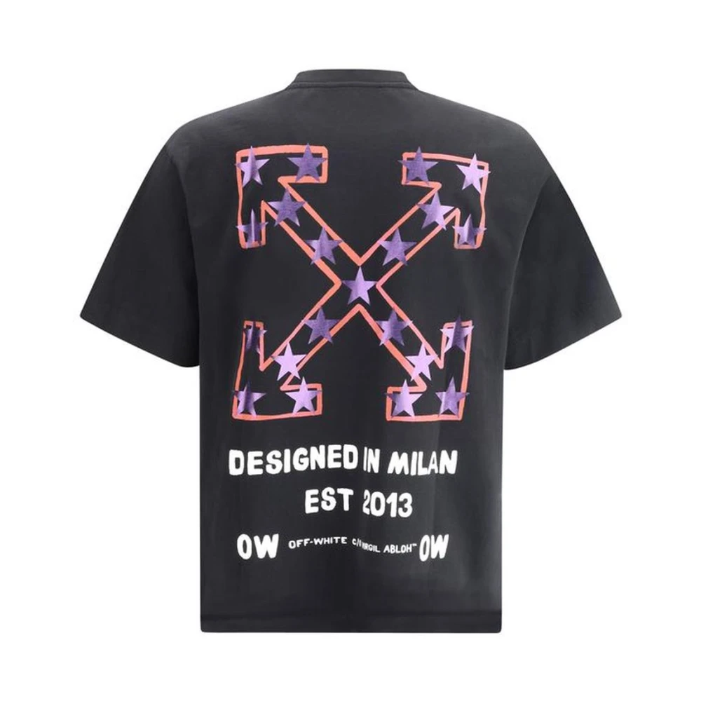 Off White Star Arrow Skate T-shirt met Maxi Print Black Heren
