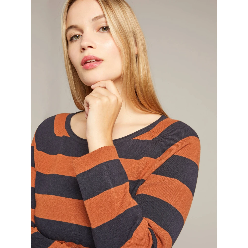 Elena Mirò Gestreepte Boxy Top van Eco Viscose Multicolor Dames