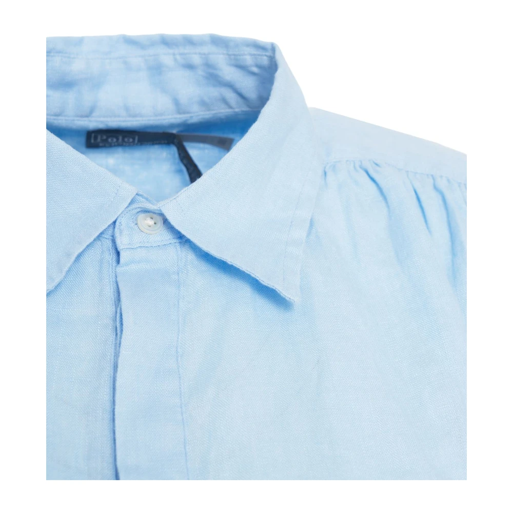 Polo Ralph Lauren Blauwe Linnen Popover Shirt Blue Dames