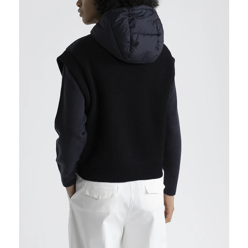 PESERICO Dons bodywarmer met wol en microvezel capuchon Blue Dames