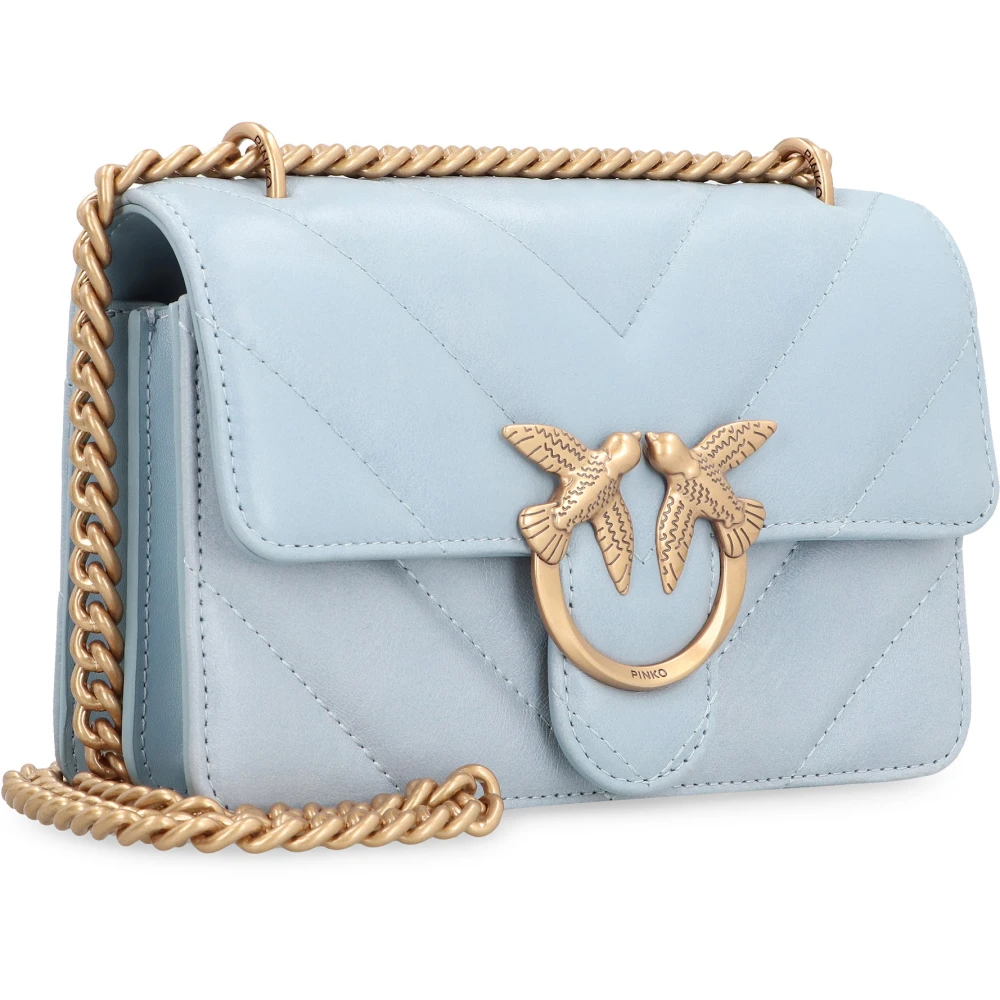 pinko Gewatteerde leren mini crossbody tas met Love Birds gesp Blue Dames