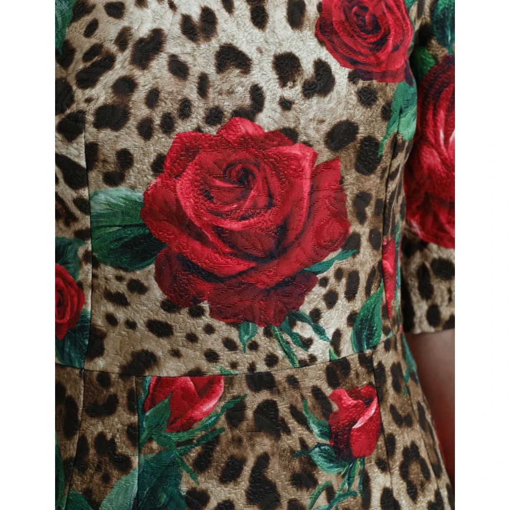 Dolce & Gabbana Kleurrijke Luipaard Bloemen A-lijn Jurk Multicolor Dames