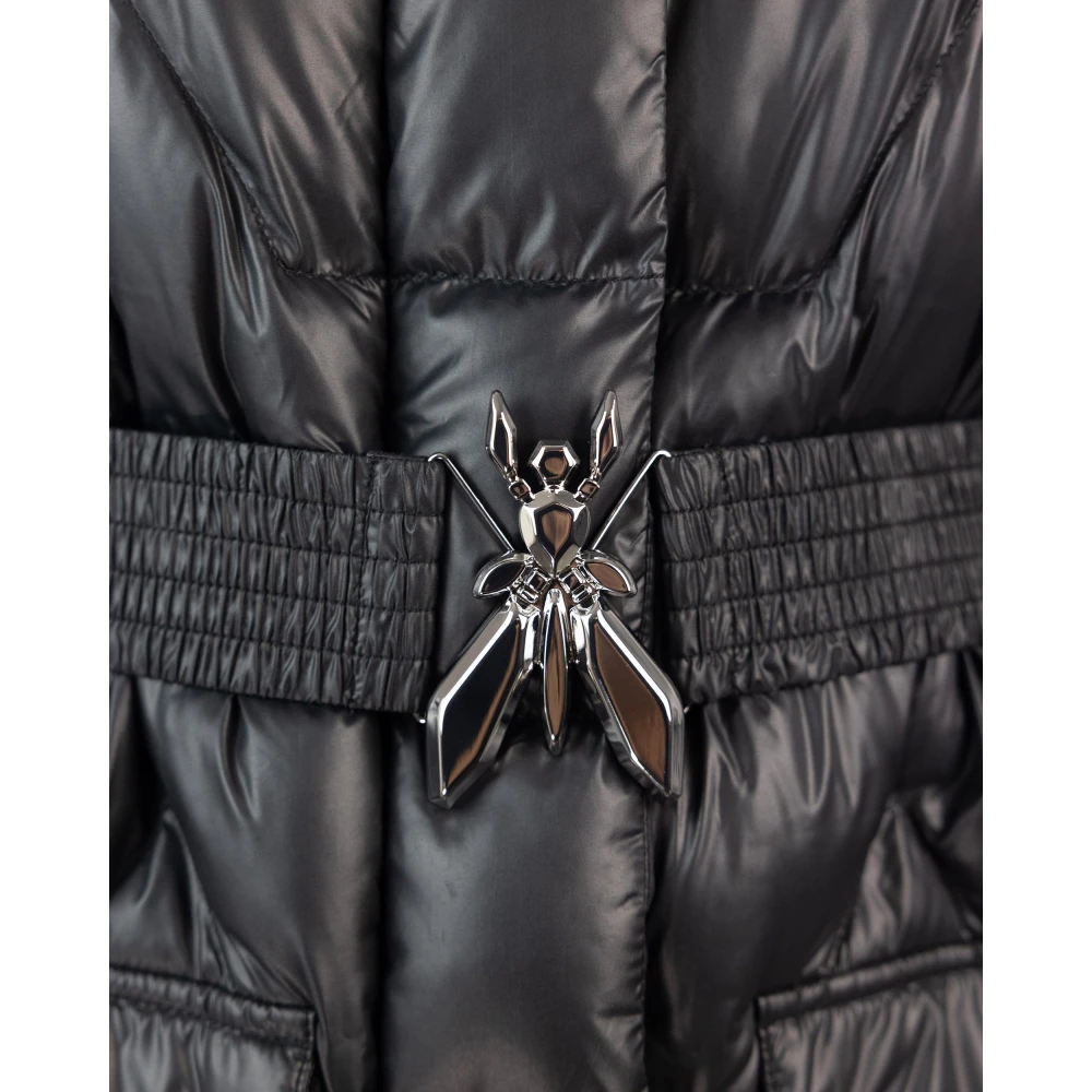 PATRIZIA PEPE Zwarte pareleffect lange jas Black Dames