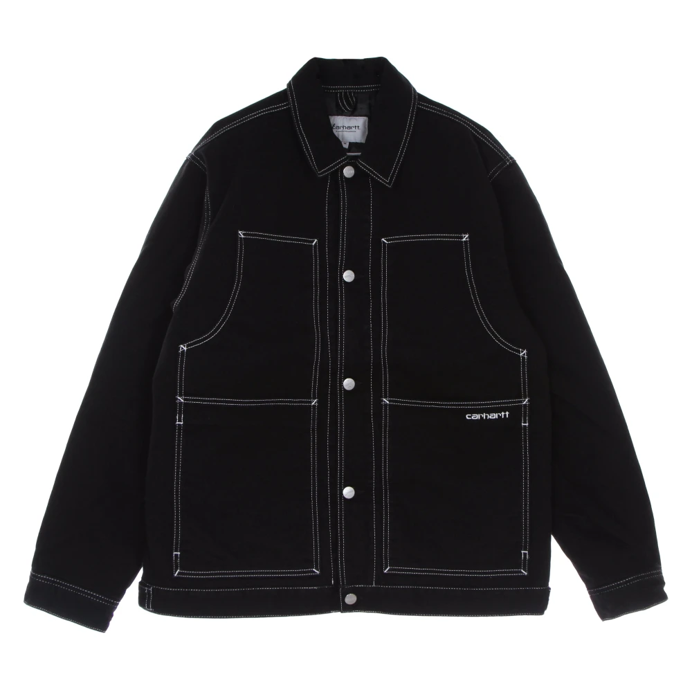 Carhartt Wip Men's Black Workwear Jacket With Multiple Pockets