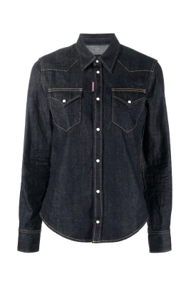 Långärmad Jeansskjorta med Knäppning