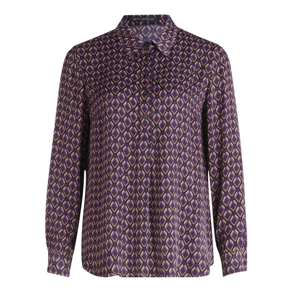 Betty Barclay Charmante Longbluse met Hemdkragen Purple Dames