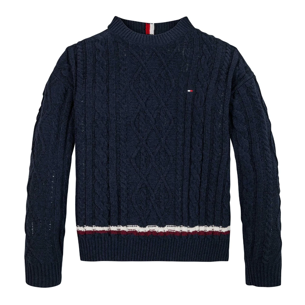 Tommy Hilfiger Flätad Stickad Tröja för Barn Blue, Pojke