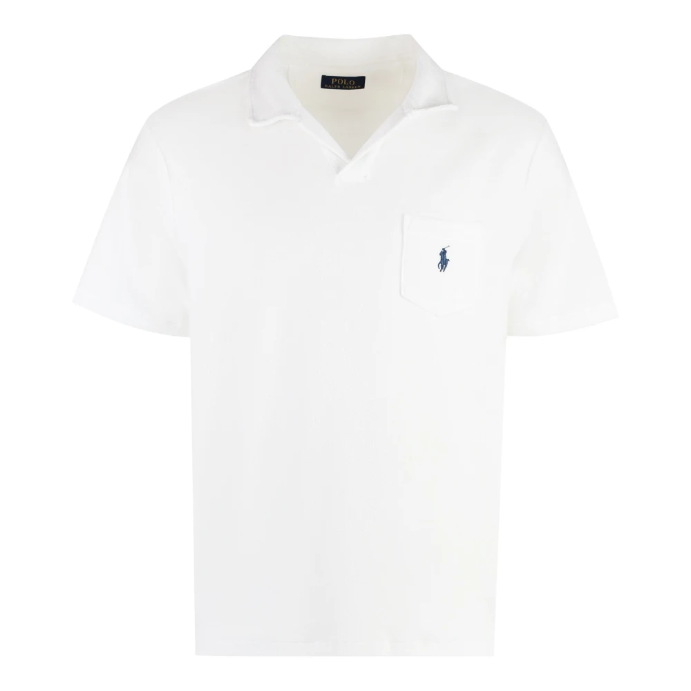 Polo Ralph Lauren Bomull Towelling Polo Skjorta Framficka White, Herr