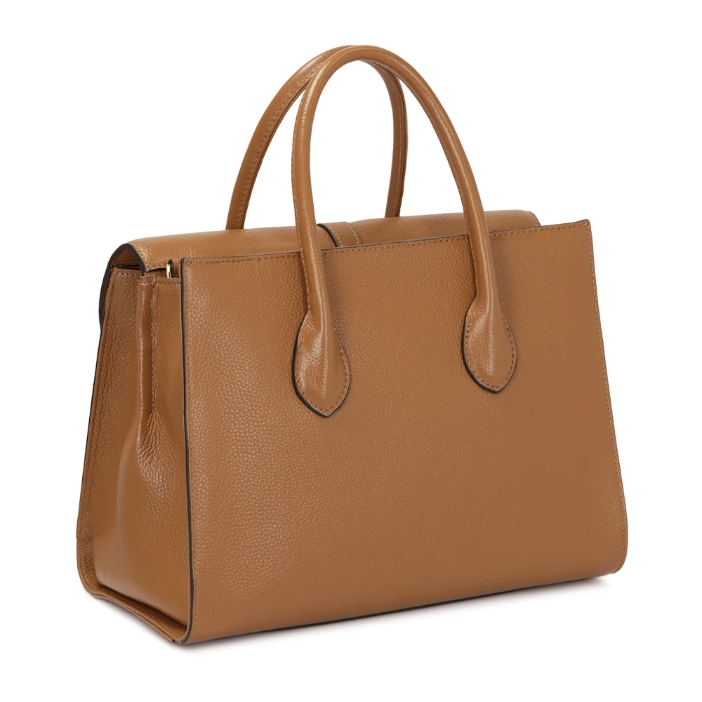 Kazar Leren handtas met fijne klep en sluiting Brown Dames