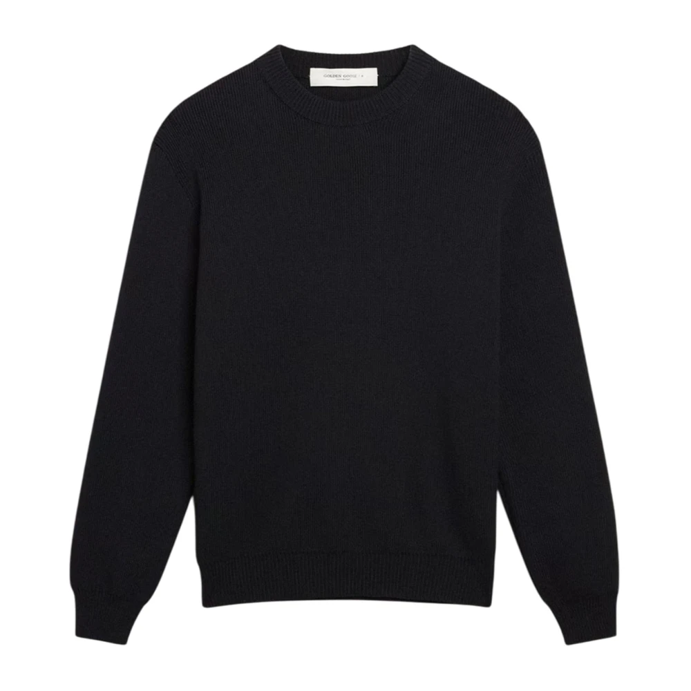 Golden Goose Blauwe Sweaters met Wit Logo en Gouden Sterren Blue Heren
