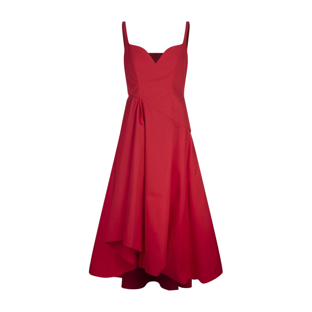 Alexander mcqueen Rode Midi Jurk met Sweetheart Halslijn Red Dames