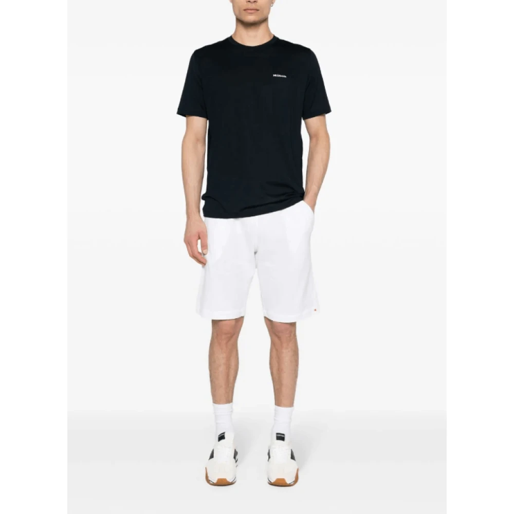 Kiton Blauw Geborduurd Logo T-Shirt Blue Heren