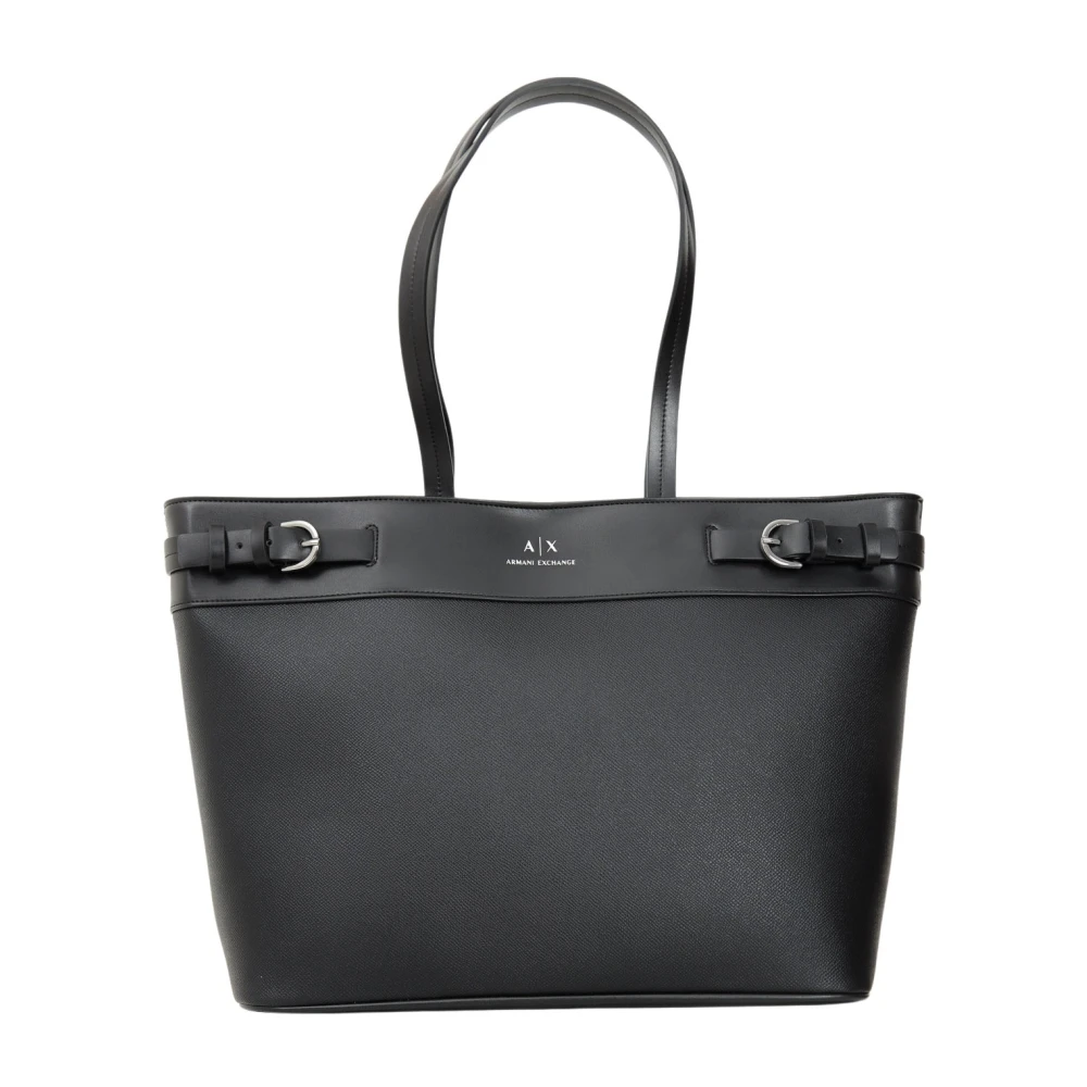 Armani Exchange Zwarte Shopper Tas Minimalistische Moderne Stijl Black Dames