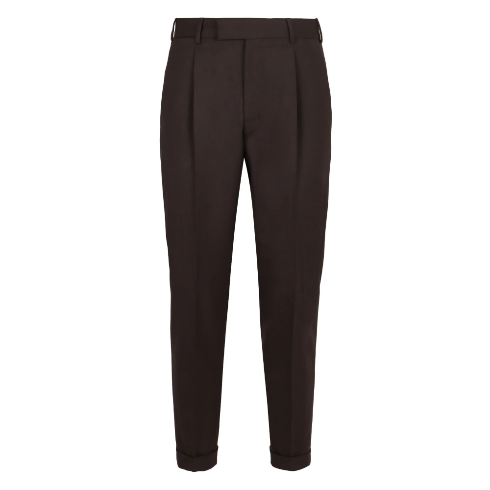 Pt Torino Men's Brown Tailored Wool Trousers With Flap Pockets - Suit Trousers - 2XL - Trousers