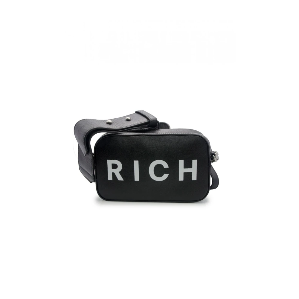 John Richmond Zwart en wit leren handtas Rwa24142Bo Black Dames