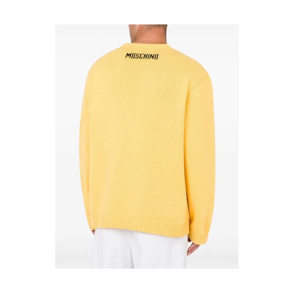 Moschino Banaan Gele Gebreide Trui Yellow Heren
