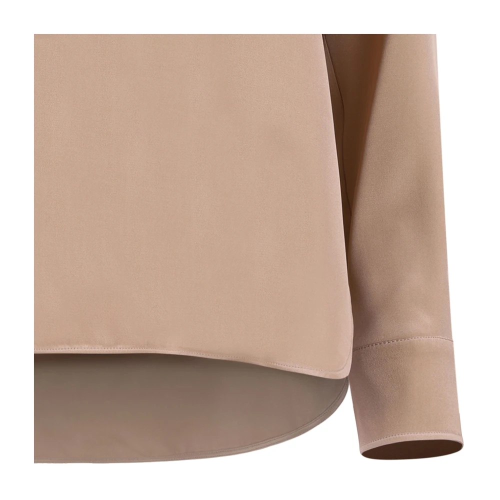 Max Mara Kameelbruine zijden overhemd met polokraag Brown Dames