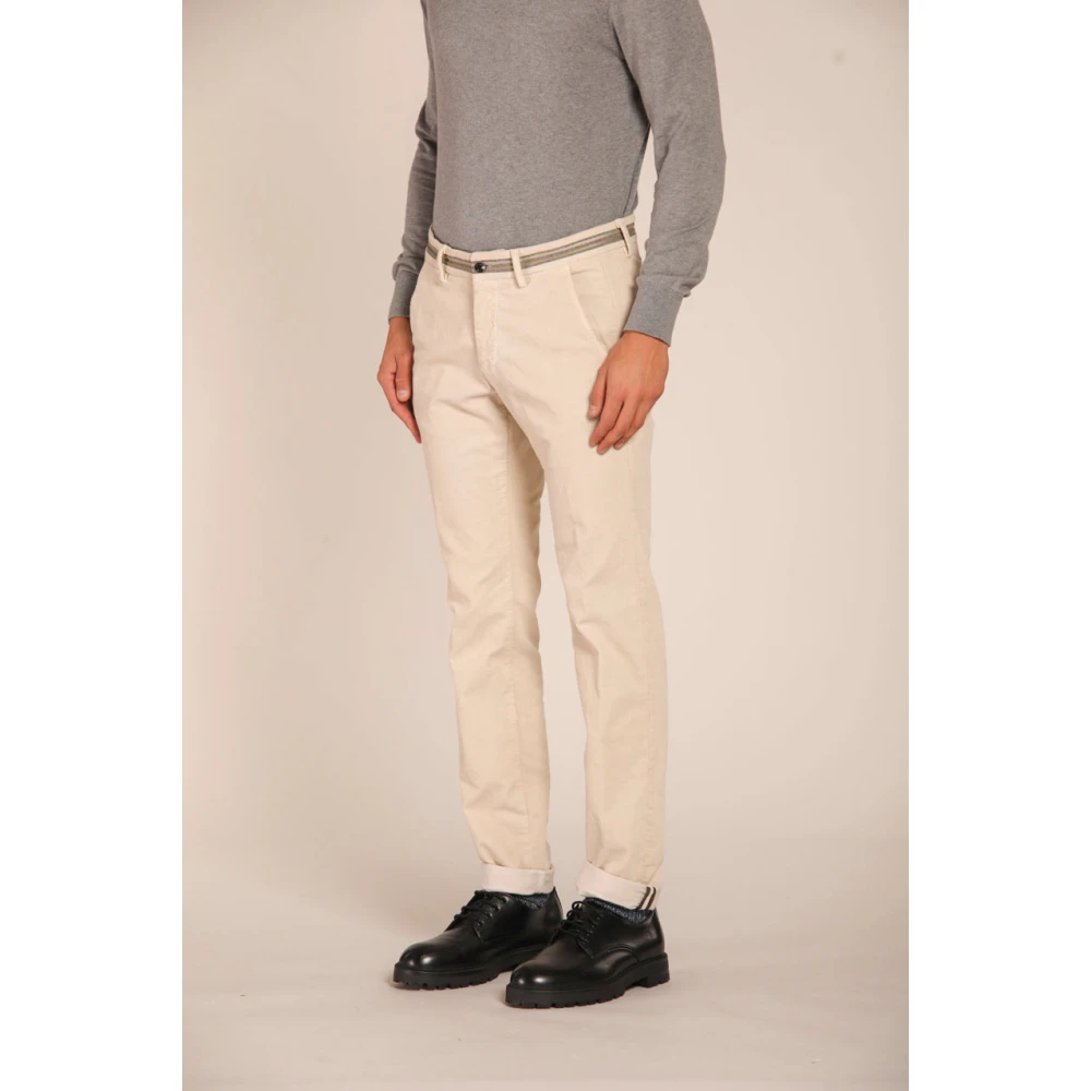 Mason's Velvet Gestreepte Slim Fit Chino Broek Beige Heren