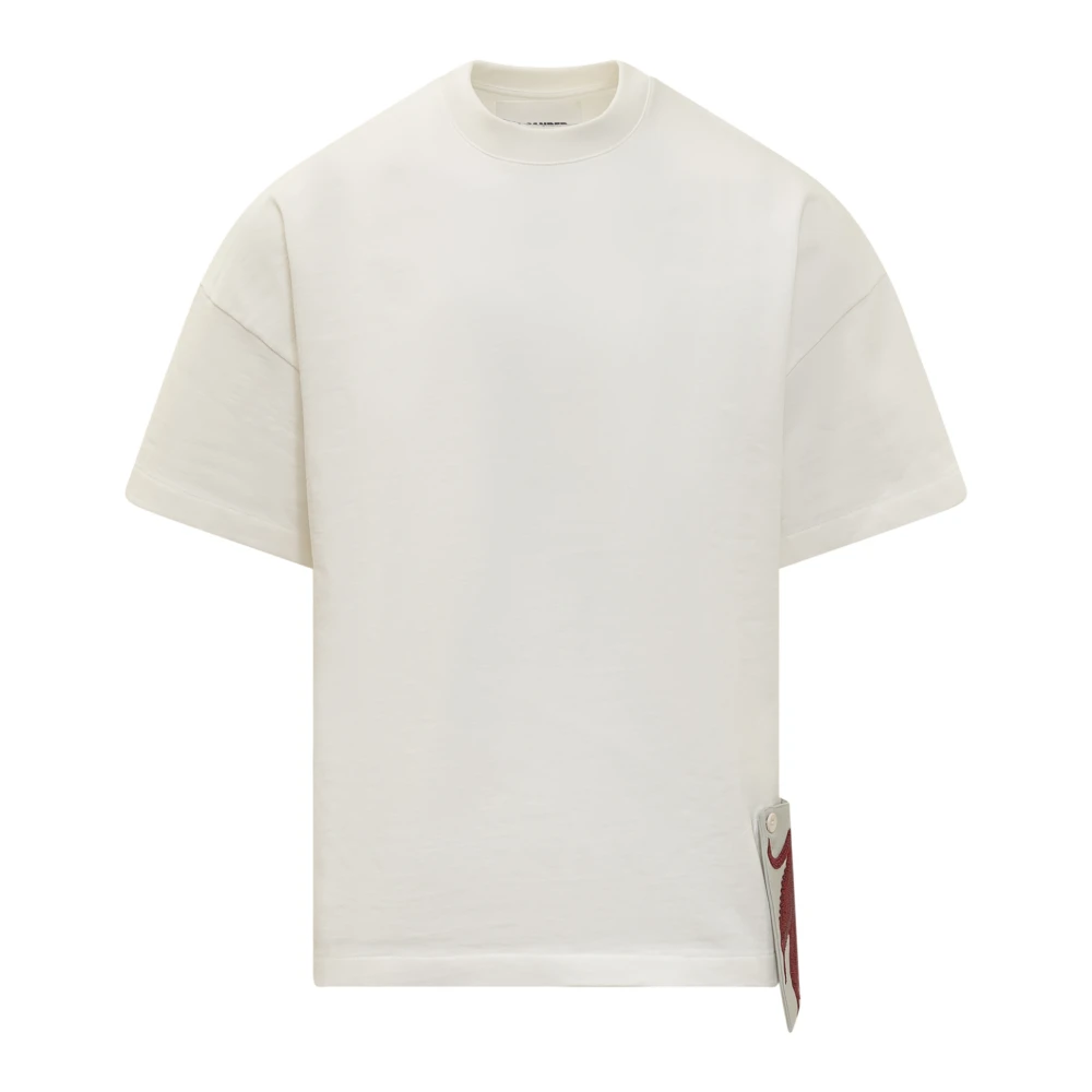 Jil Sander Korte mouwen T-shirt met ronde hals en knoopdetail aan de zijkant White Heren
