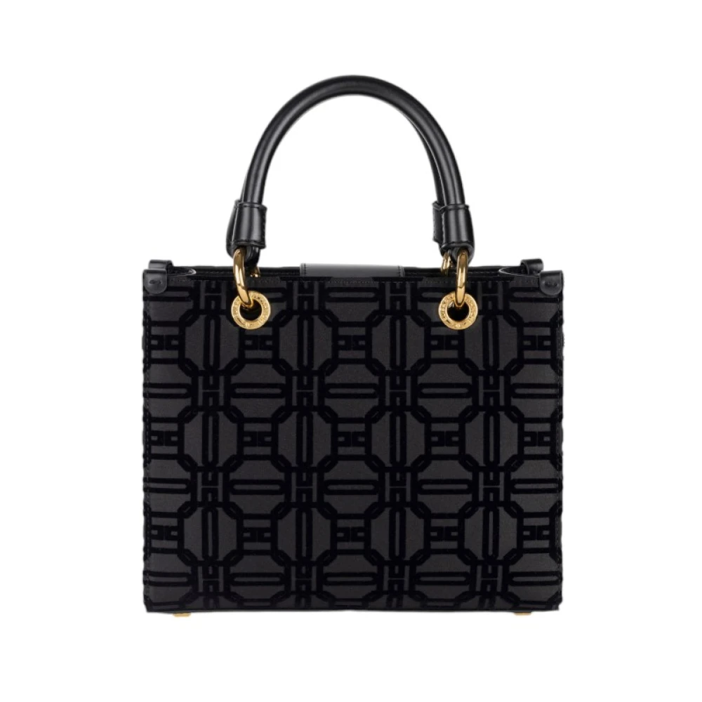Elisabetta Franchi Stijlvolle Leren Tas Black Dames