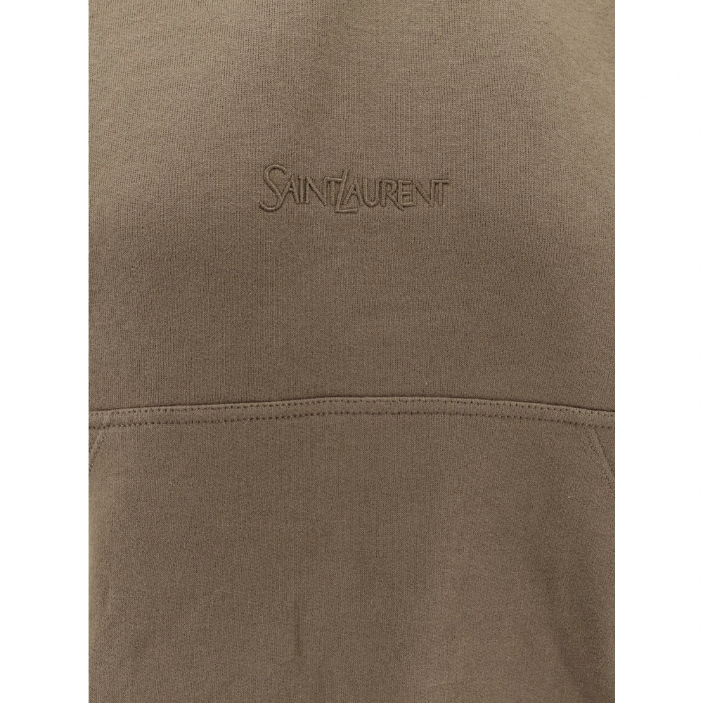 Saint Laurent Katoenen sweatshirt met logoborduursel Green Dames