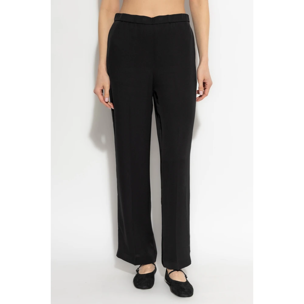 Theory Zijden loszittende broek Black Dames