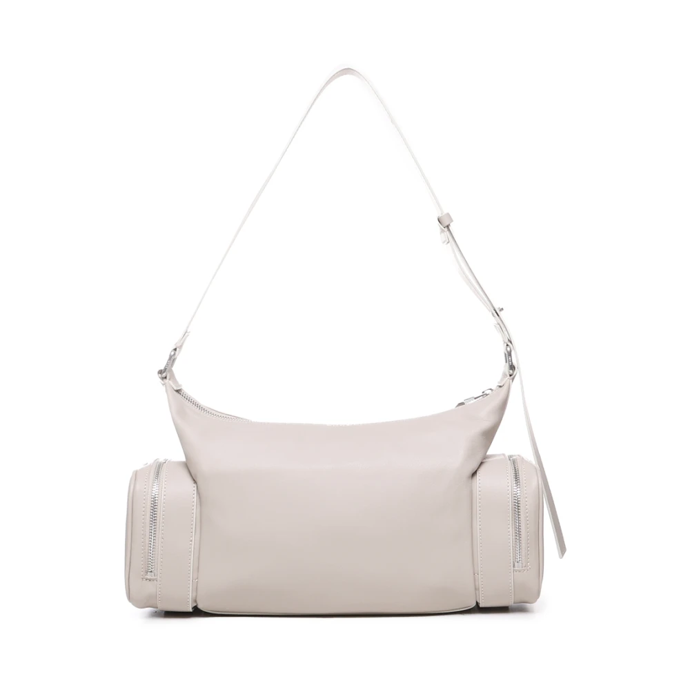 Biasia Witte leren schoudertas met zakken Beige Dames
