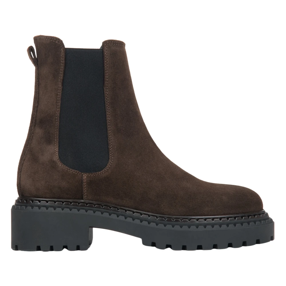 Estro Women's Brown Saddle Platform Chelsea Boots In Genuine Italian Velour Er00118128