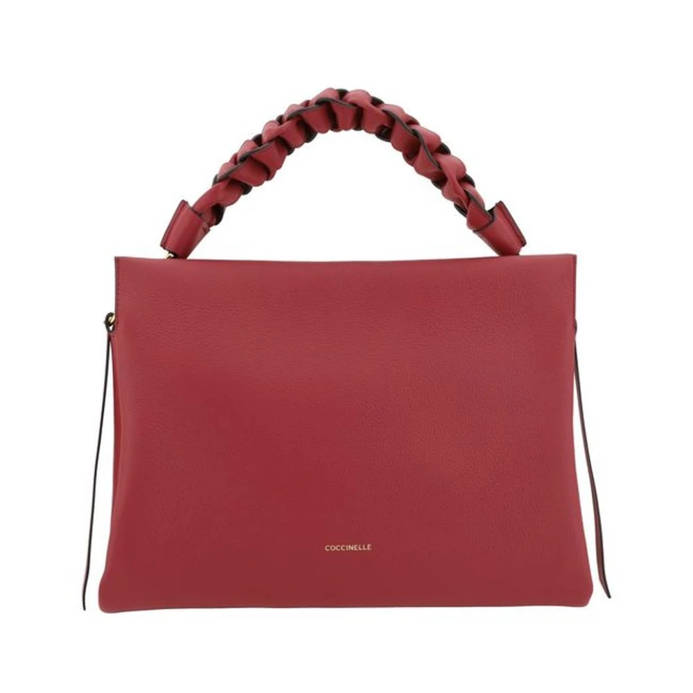 Coccinelle Garnet Leren Handtas met Gevlochten Handvat Brown Dames
