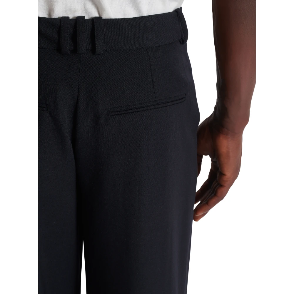 Balmain Pleated Grain de Poudre Broek Black Heren