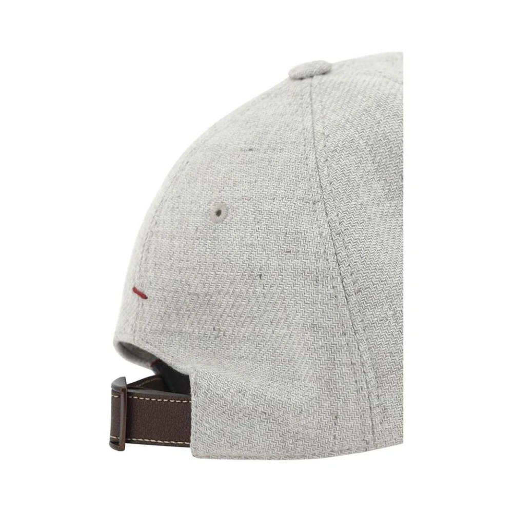 BRUNELLO CUCINELLI Grijze Logo Baseballpet Stijlvol Gray Heren