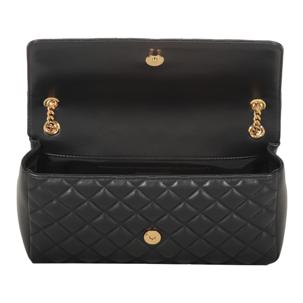 Versace Gewatteerde leren crossbodytas met ketting Black Dames
