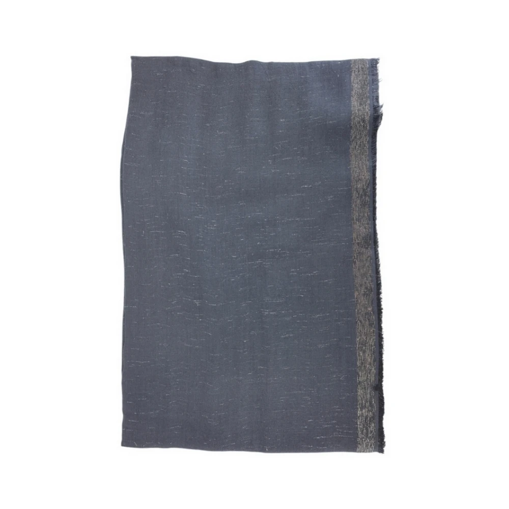 Faliero Sarti Blauwe Lurex Rand Dames Sjaal Blue Dames