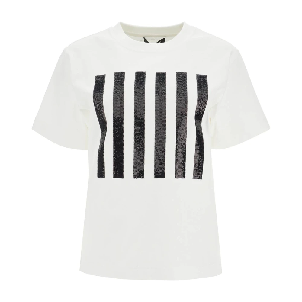 Marc Jacobs Gestreepte Box Tee Katoen Paillet T-Shirt White Dames