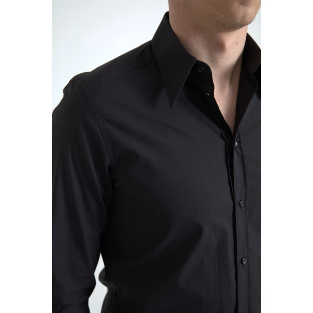 Dolce & Gabbana Zwart Slim Fit Overhemd Jurk Black Heren