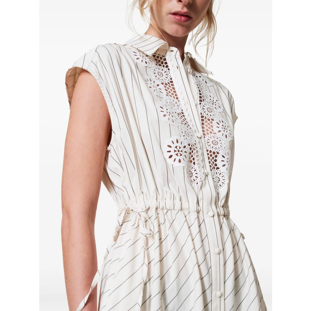 Twinset Witte Streep Print Jurk met Zakken White Dames