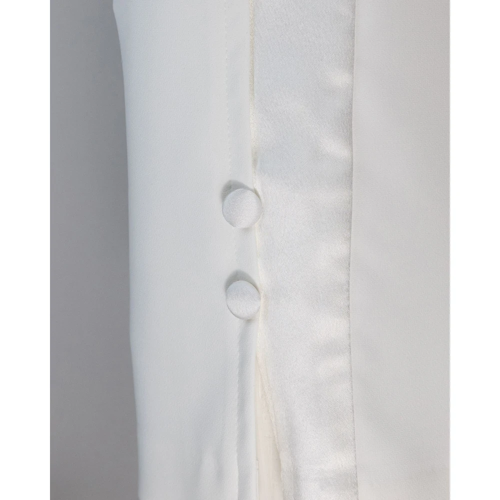 Elisabetta Franchi Witte Slim Fit Broek met Satijnen Inzetstukken White Dames