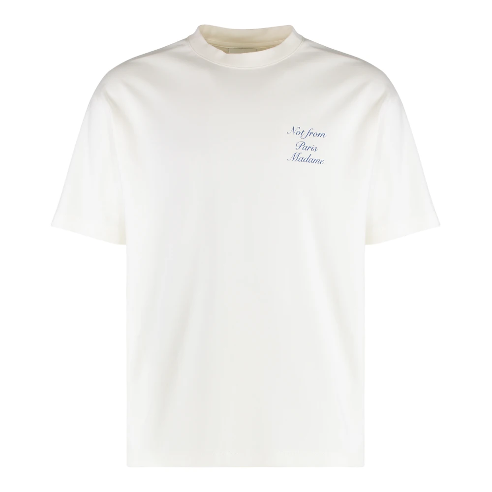 Drole de Monsieur Katoenen ronde hals T-shirt Geribbelde kraag White Heren