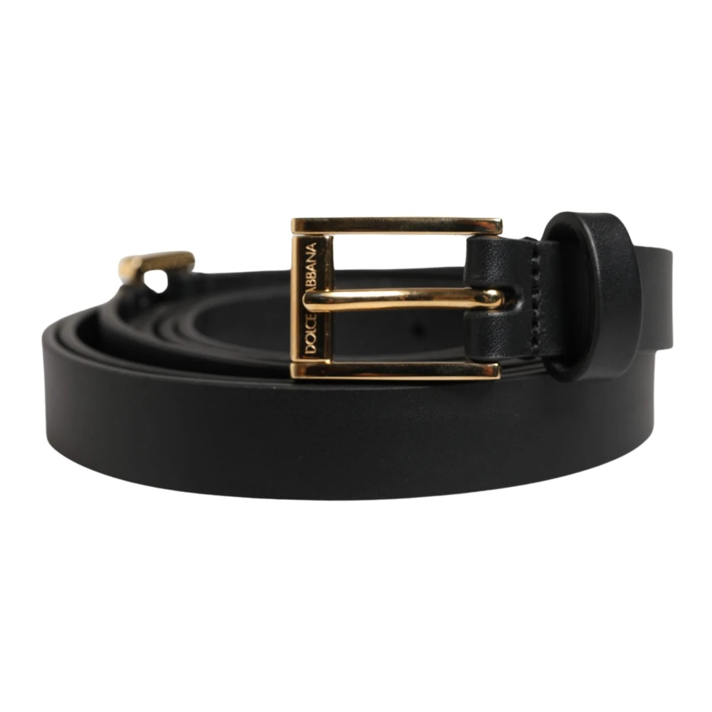 Dolce & Gabbana Men's Black Classic Metal Buckle Belt