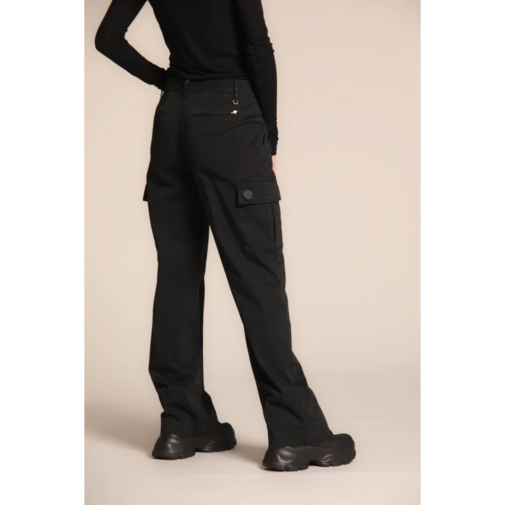 Mason's Cargo broek Victoria in gabardine rechte pasvorm Black Dames